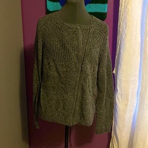 Cardigan with angled zipper